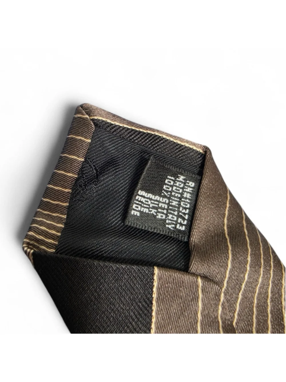 Giorgio Armani Silk Tie Italy Brown Black Gold Stripe Designer Classic
